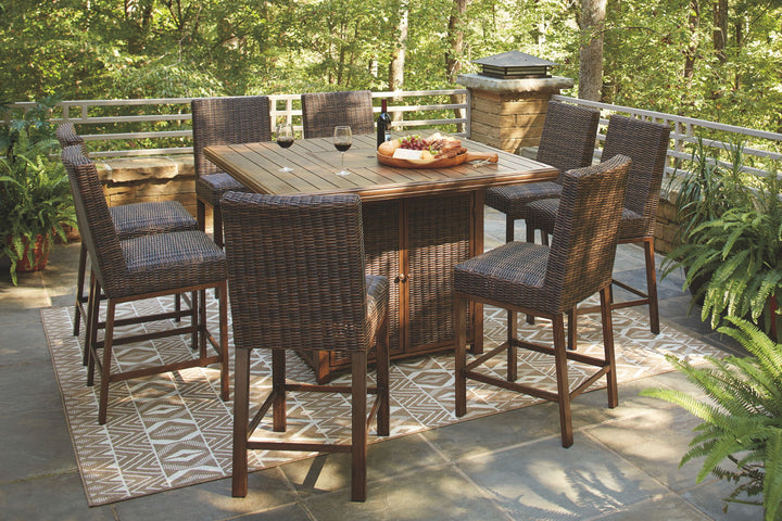 Paradise Trail - Medium Brown - Square Bar Table w/Fire Pit