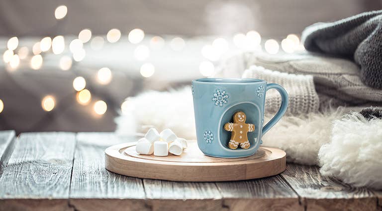 Snowflake Mug with Holiday Characters: Santa