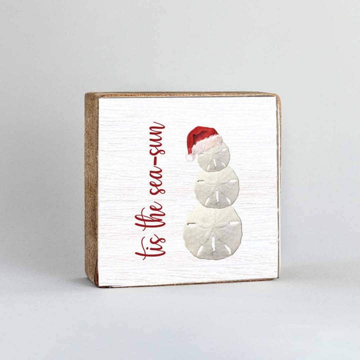 Sand Dollar Snowman Decorative Wooden Block