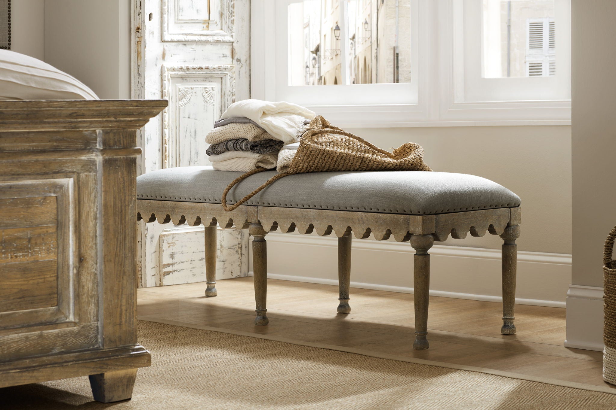 Boheme - Madera Bed Bench - Gray / Light Brown