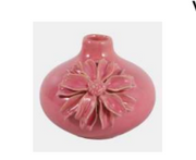 DAHLIA APPLIQUE SHORT BUD VASE - DUSTY ROSE
