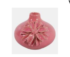 DAHLIA APPLIQUE SHORT BUD VASE - DUSTY ROSE