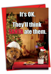 Single Christmas Card - Think Santa Ate Them Christmas