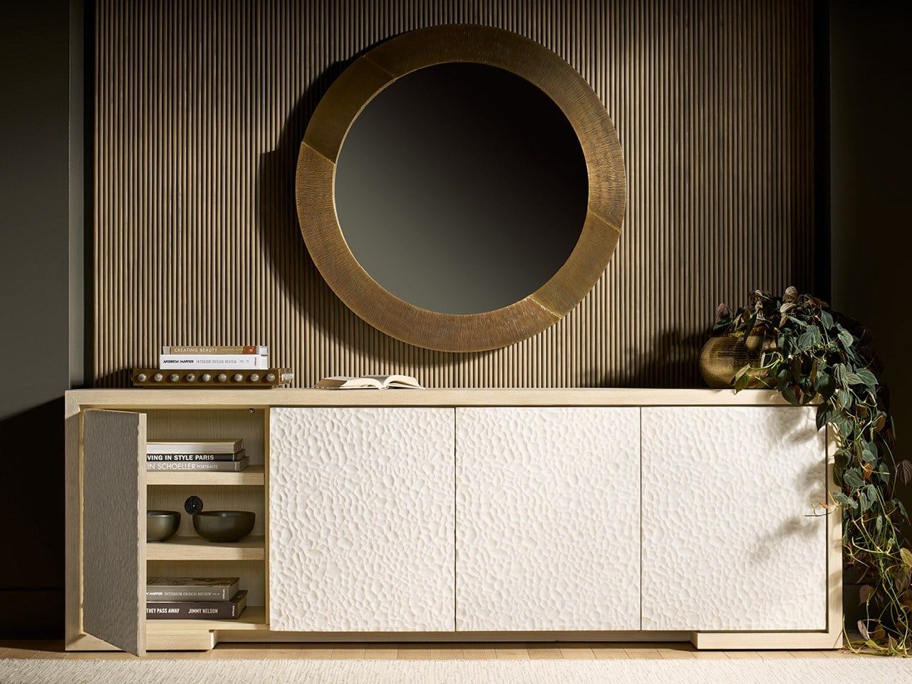 Modern / Mist & Veil - Aurora Credenza - White / Light Brown