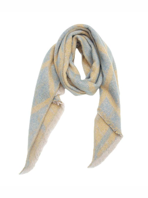 Diamond-Patterned Fringed Keep Warm Shawl&Scarf: GRAY / One_size