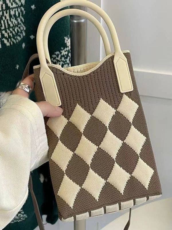 Houndstooth Split-Joint Bags Crossbody Bags Handbags: NAVY BLUE / One_size