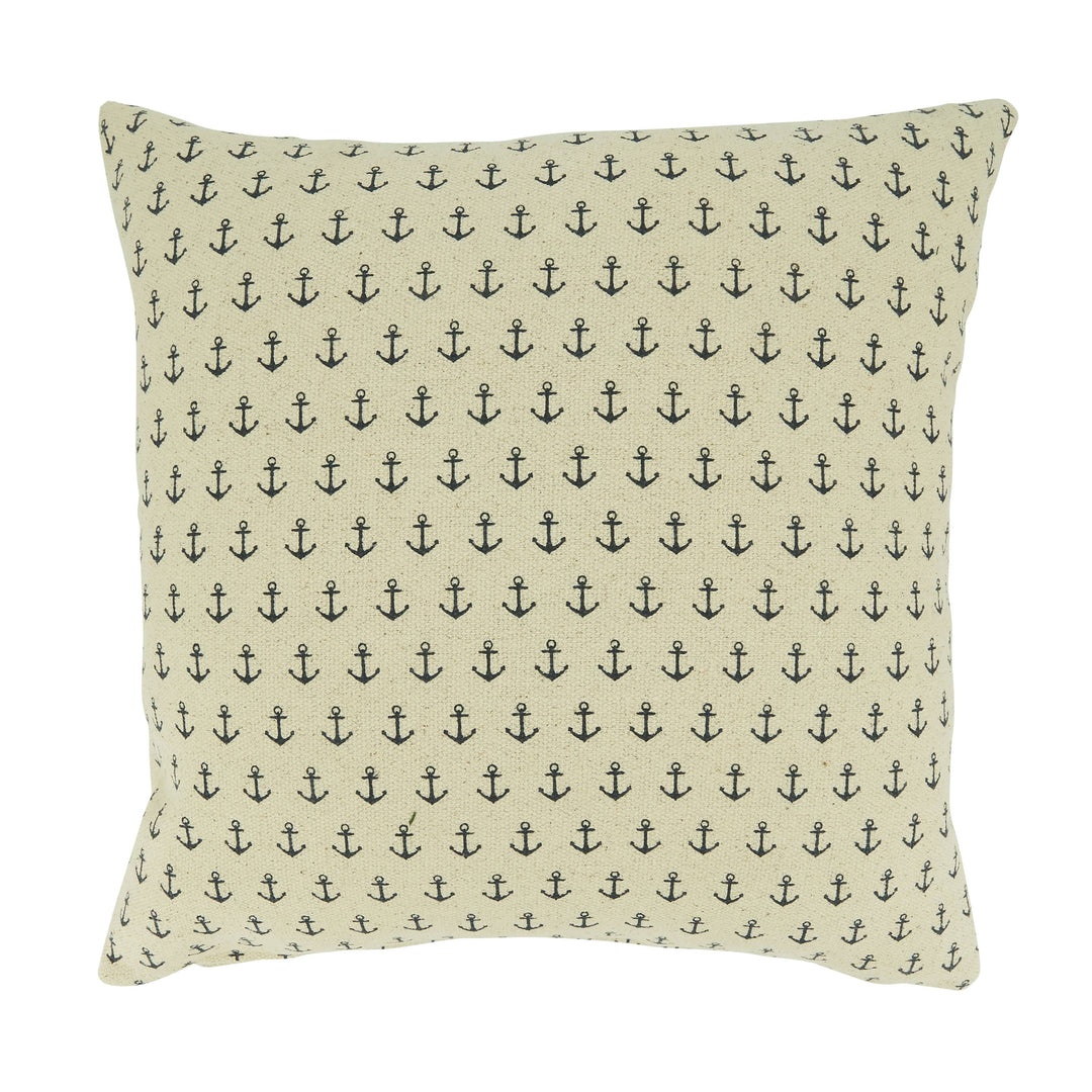 Anchor Appliqué Throw Pillow: Navy Blue / Poly Filled / 18"