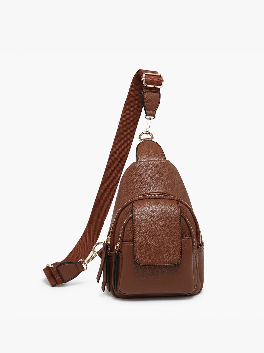 M2532 Sophia Sling Bag w/ Flapover Pocket: Dark Purple