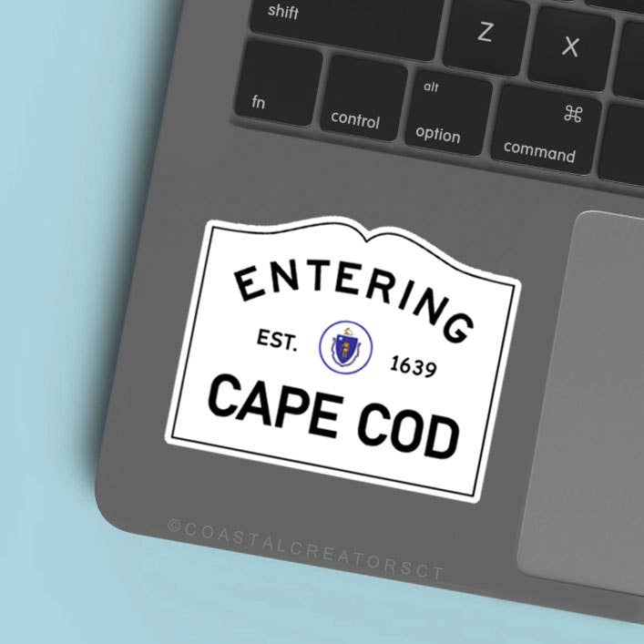 Entering Cape Cod Sign Laptop Waterproof Sticker: Packaged