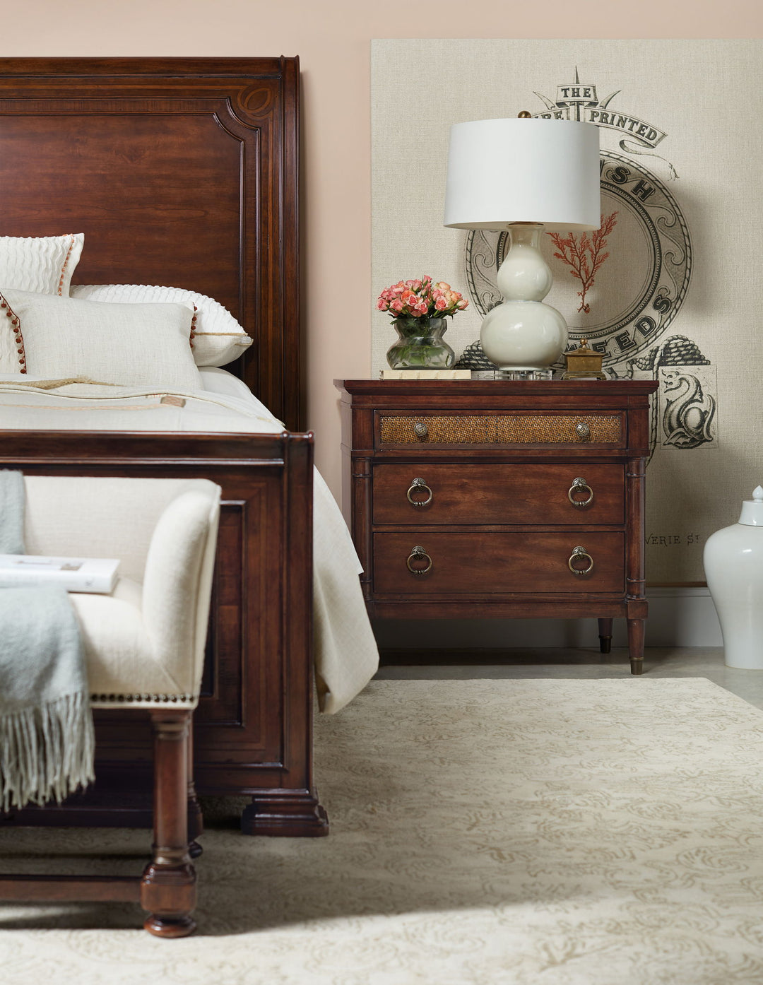 Charleston - Three-Drawer Metal Nightstand - Dark Brown