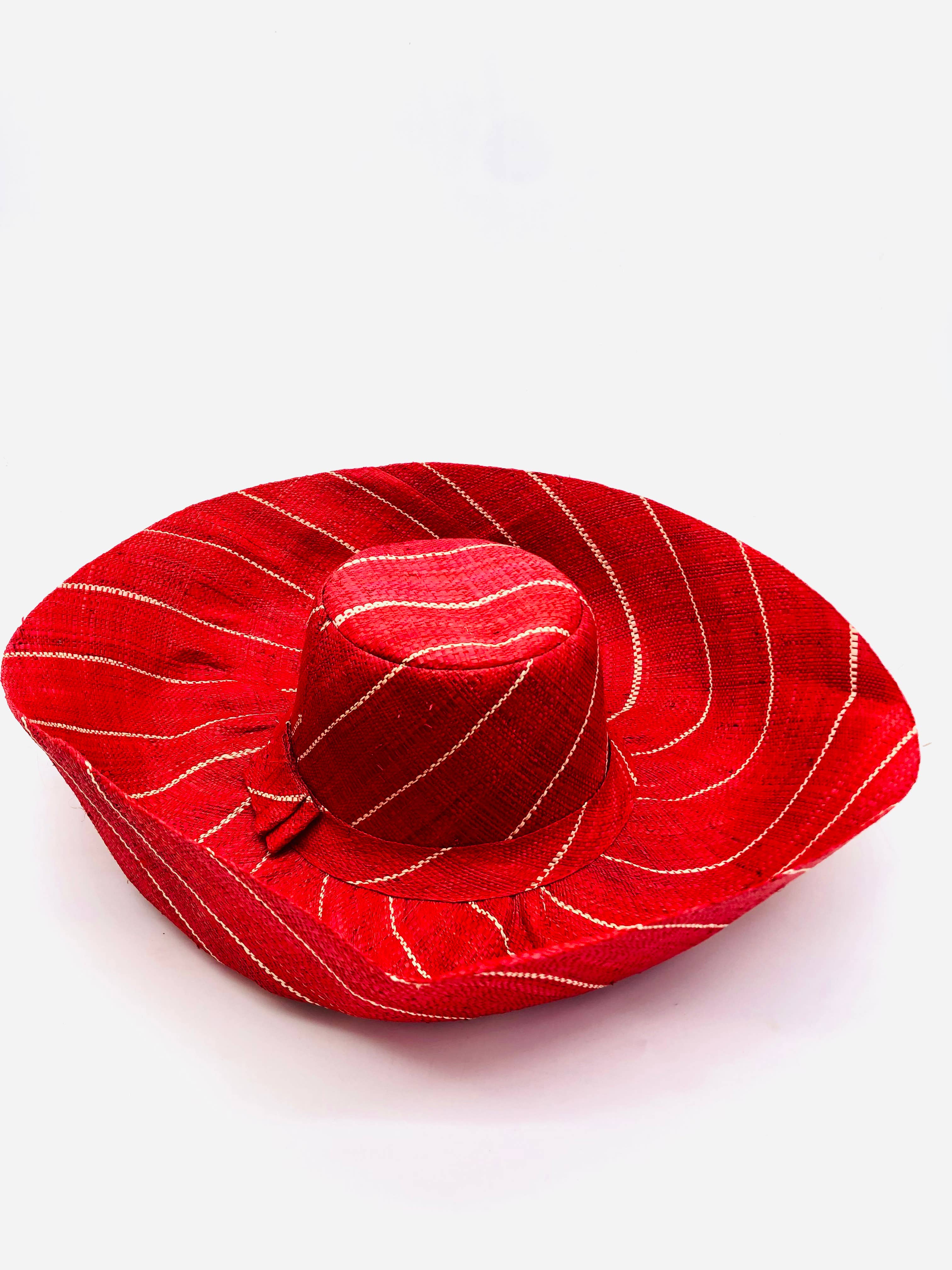 Sun Hats: Pinstripe Packable 5" & 7" Brim Raffia Straw: 7" Brim / Grey Pinstripes