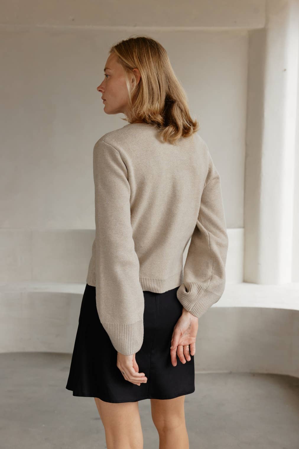 The Tyler Cardigan | Bell Sleeve Buttoned Cardigan: OATMEAL / LARGE
