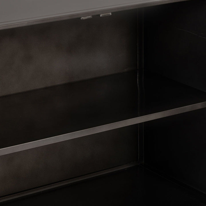 Komo - Leather/Metal 4 Doors Cabinet - Dark Brown