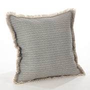 Fringed Pinstriped Pillow - Down Filled: 20" / Blue-Grey / Down Insert