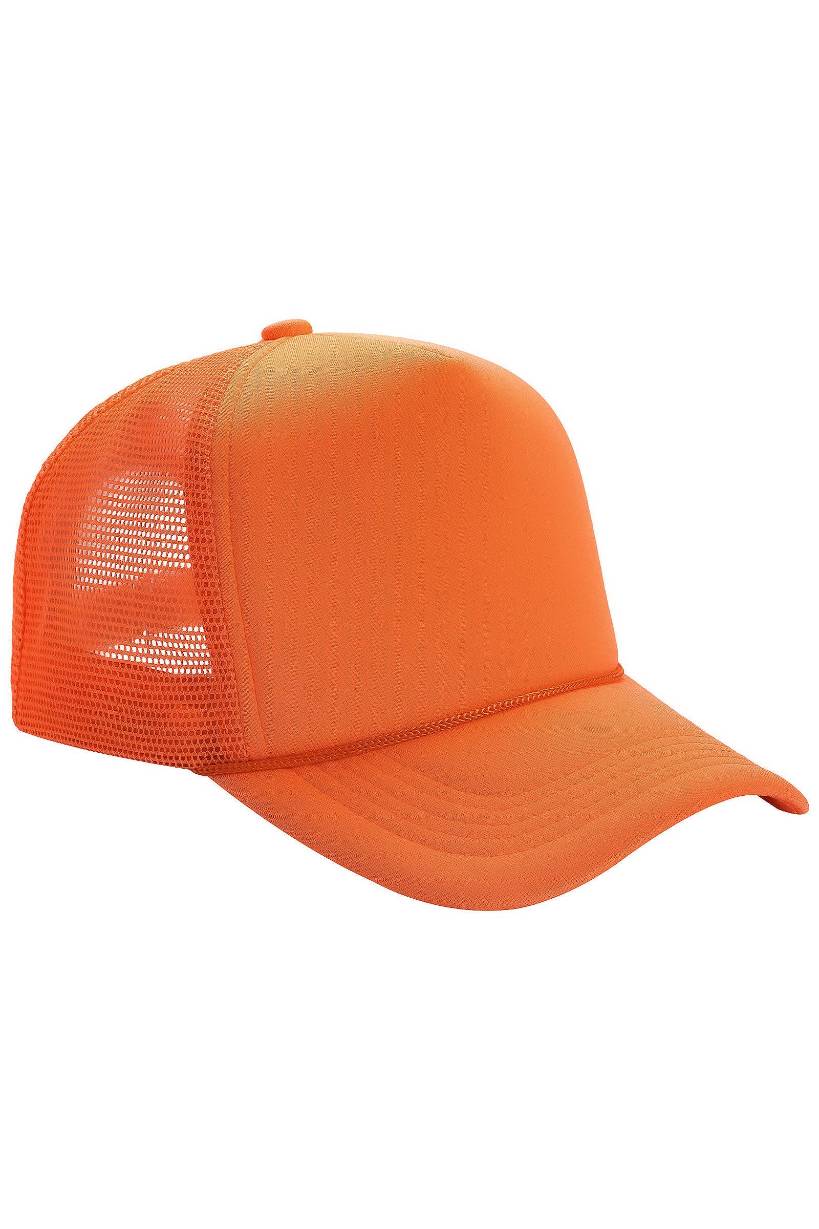 Solid Five Panel Foam Trucker Hat: PINK / ONE SIZE