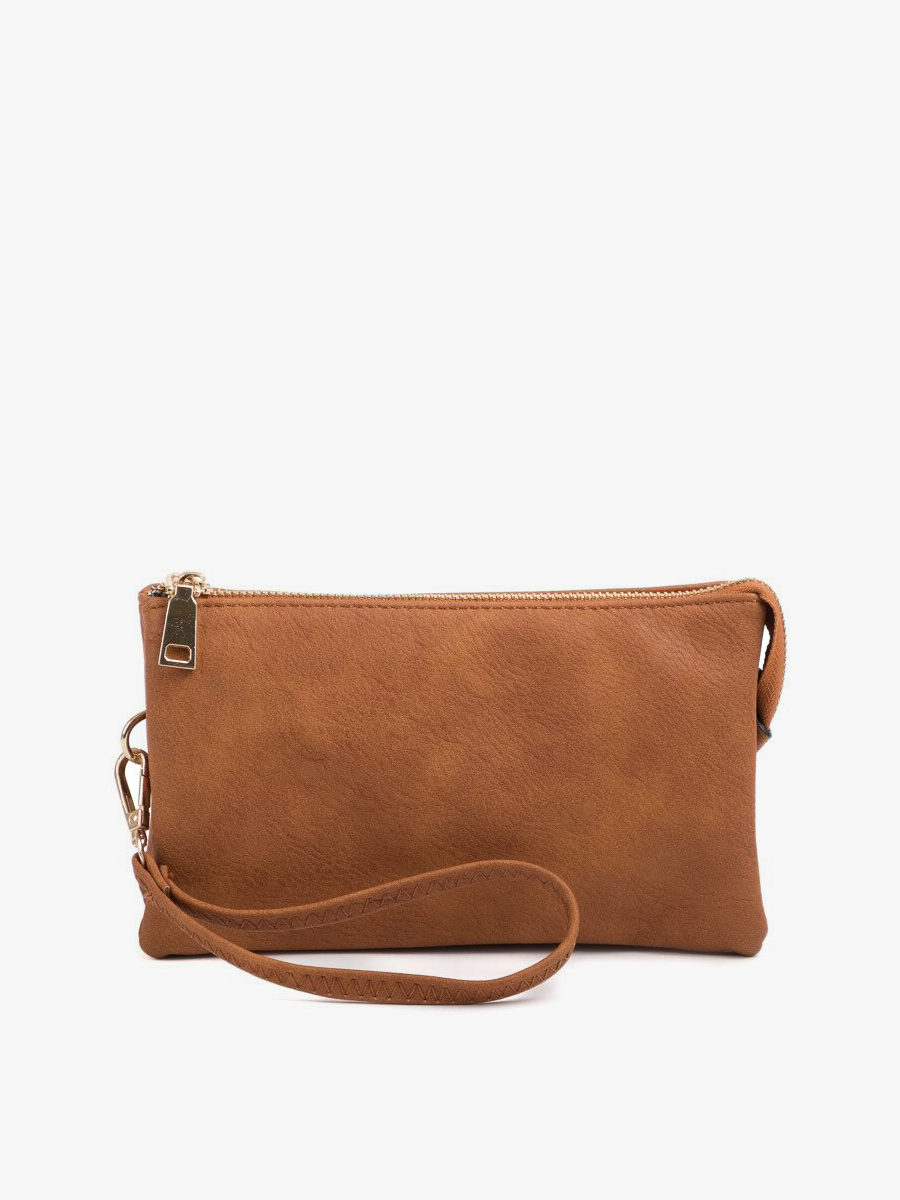 M013 Riley Monogrammable 3 Compartment Crossbody/Wristlet: Dark Rose