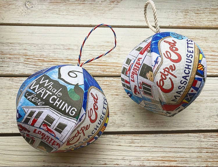 Hand-Drawn Cape Cod Handmade Mini-Globe- Custom Town Sign