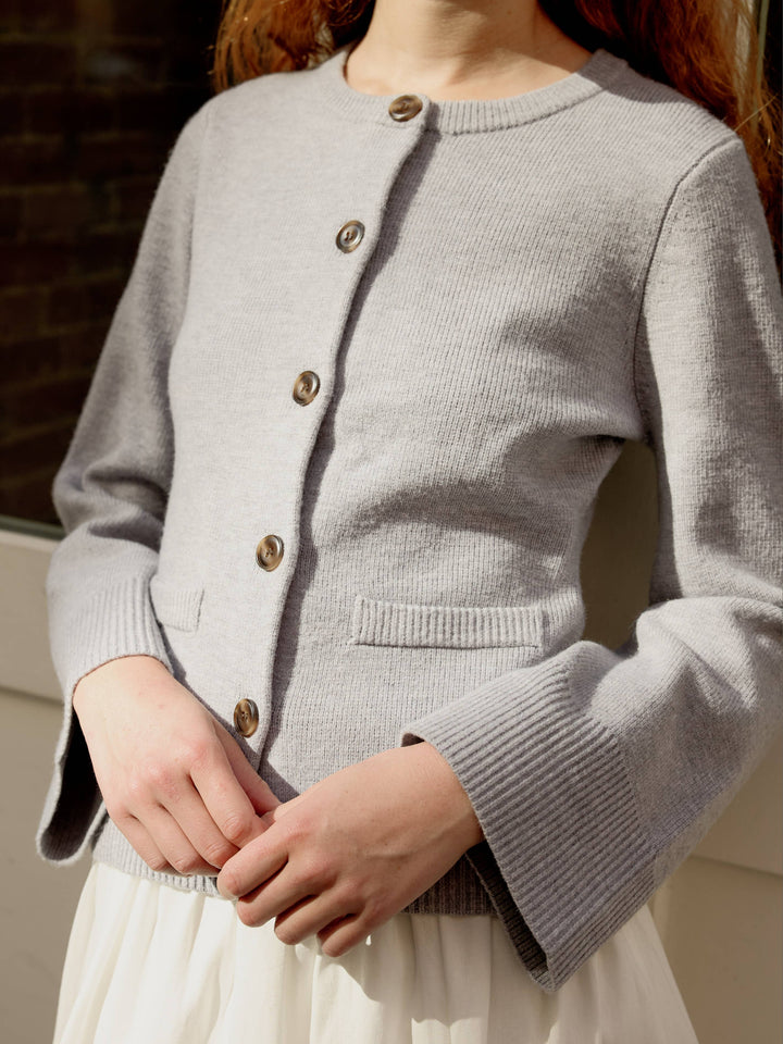 The Tyler Cardigan | Bell Sleeve Buttoned Cardigan: BLACK / SMALL