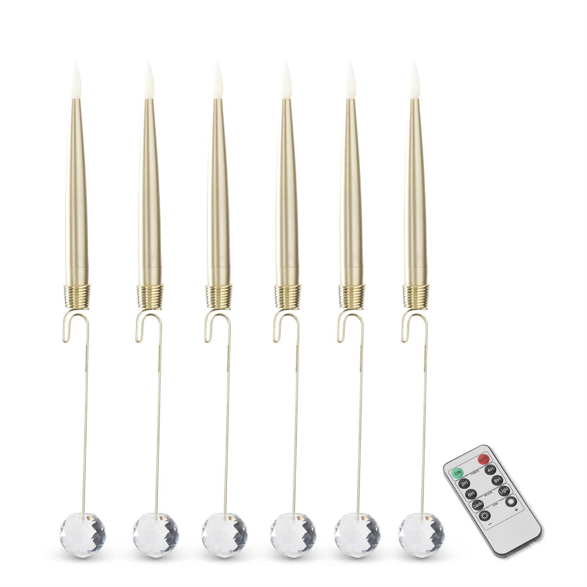 GLASS PENDANT HANGING GOLD LED CANDLE ORNAMENT W/REMOTE 6.6"