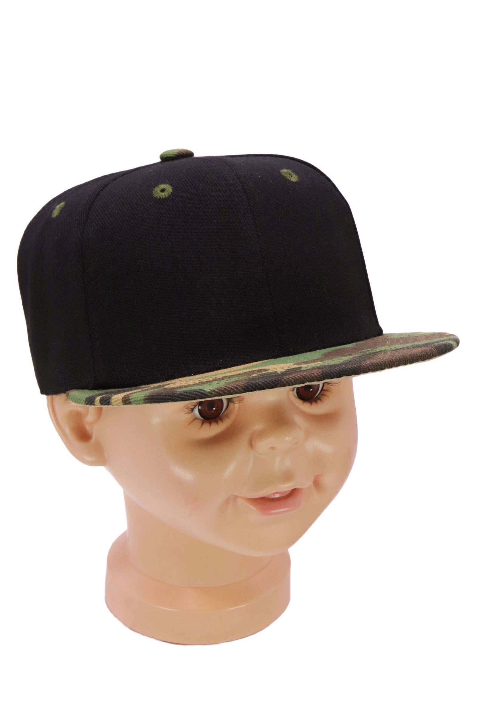 Kids Two Tone Blank Snapback Flat Brim Cap