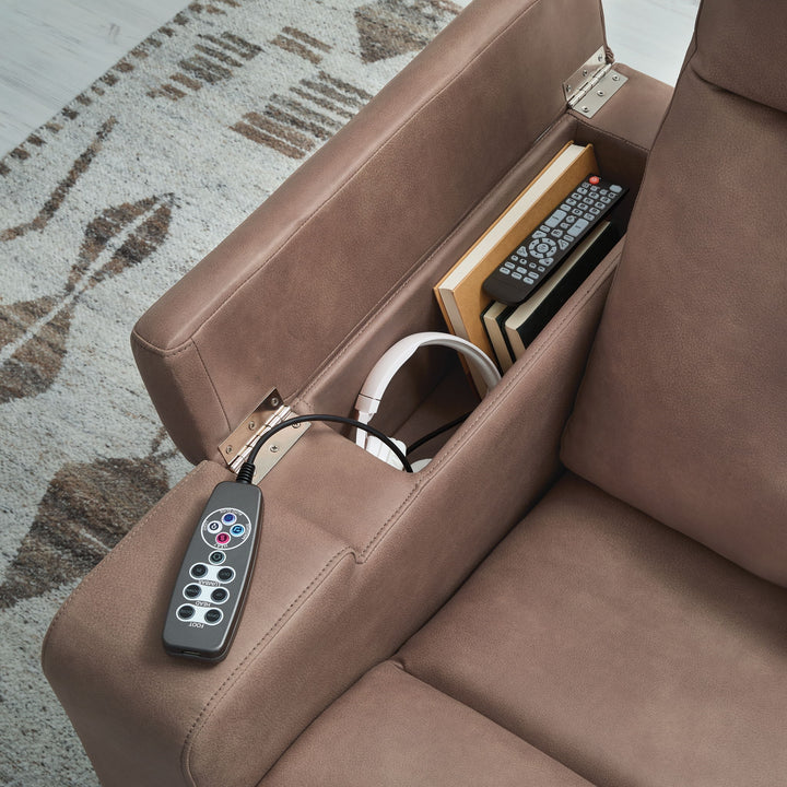 Lorrenton - Caramel - Glider Power Recliner With Audio System