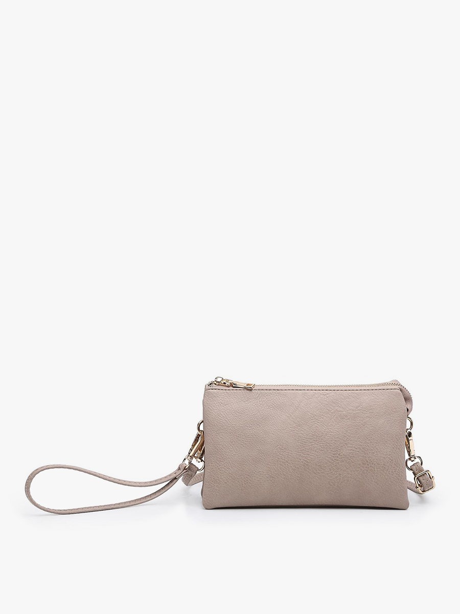 M013 Riley Monogrammable 3 Compartment Crossbody/Wristlet: Cool Pink