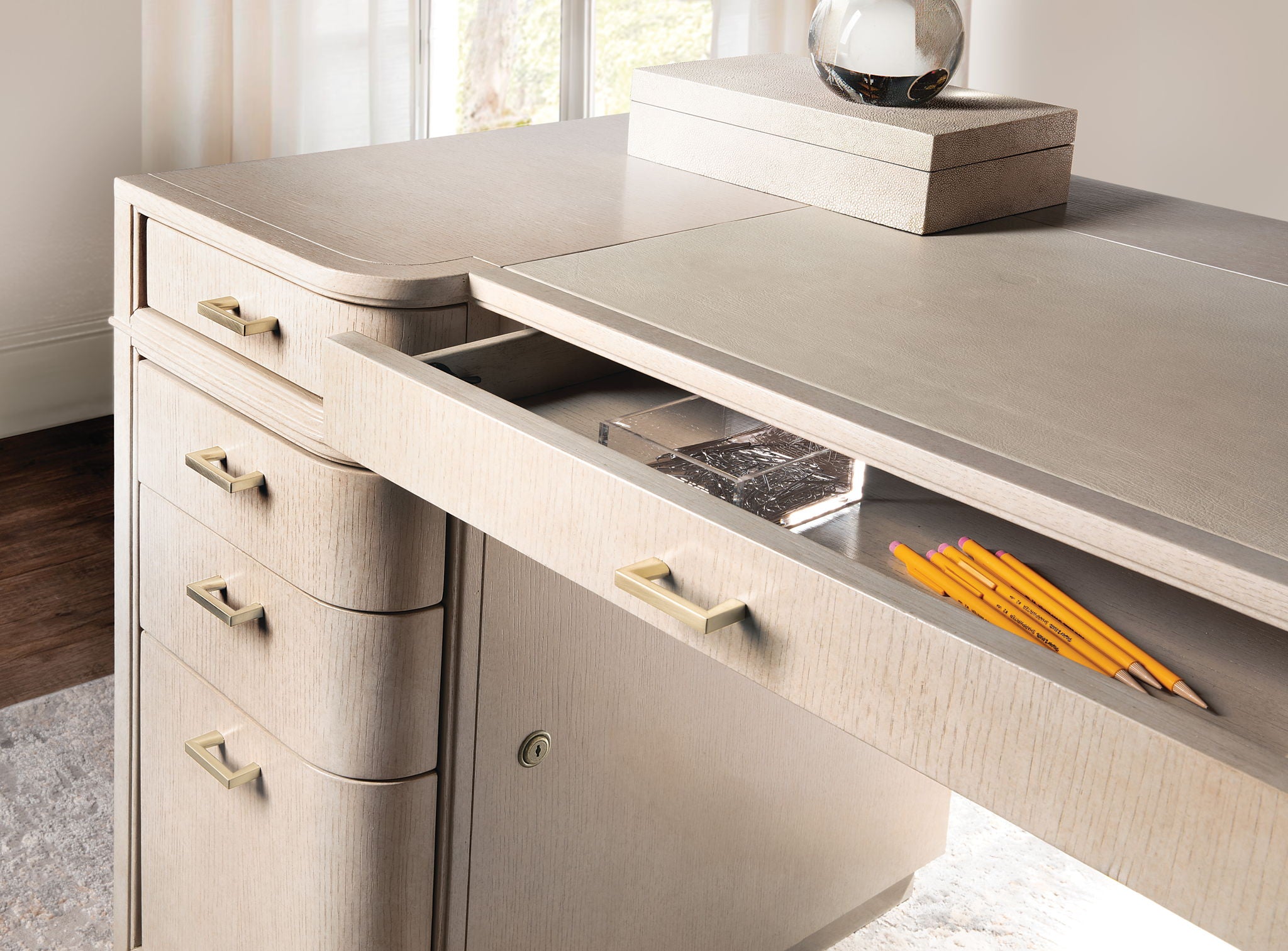 Marlowe - Knee-Hole Desk - Polished Limestone