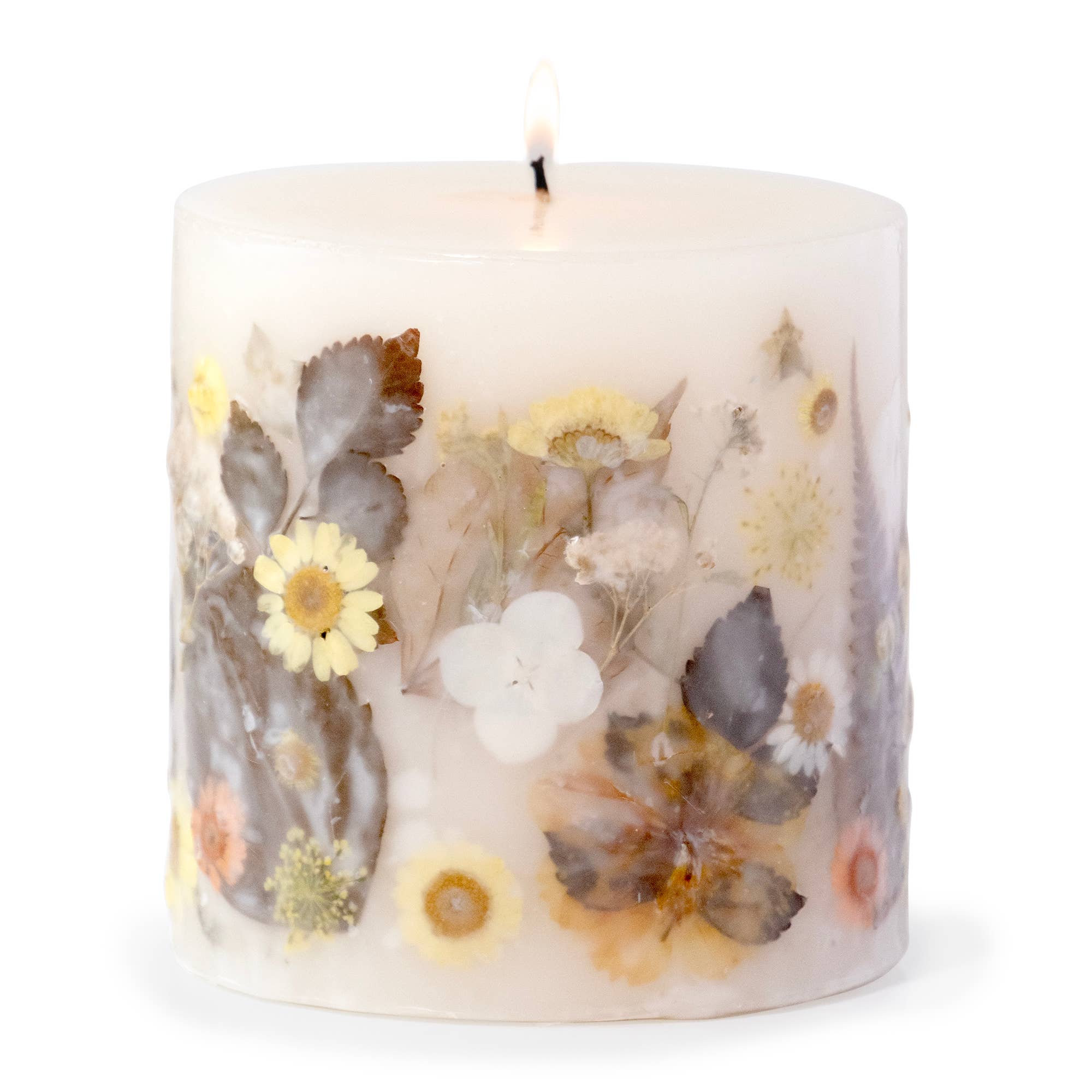 Sunlit Daisy Pressed Flower Pillar Candle