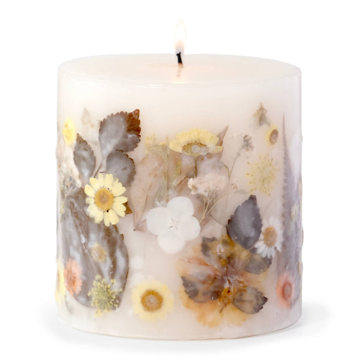 Sunlit Daisy Pressed Flower Pillar Candle