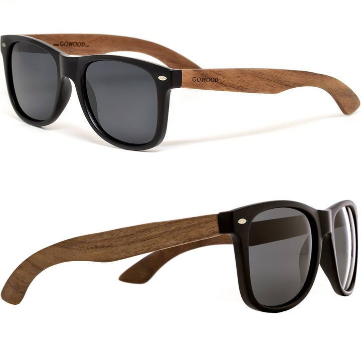 Walnut Wood Sunglasses Inside a Zipper Case