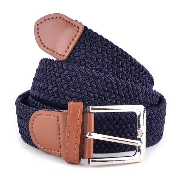 Men's Stretch Braided Woven Belts: BLK / XL