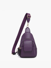 M2532 Sophia Sling Bag w/ Flapover Pocket: Dark Purple