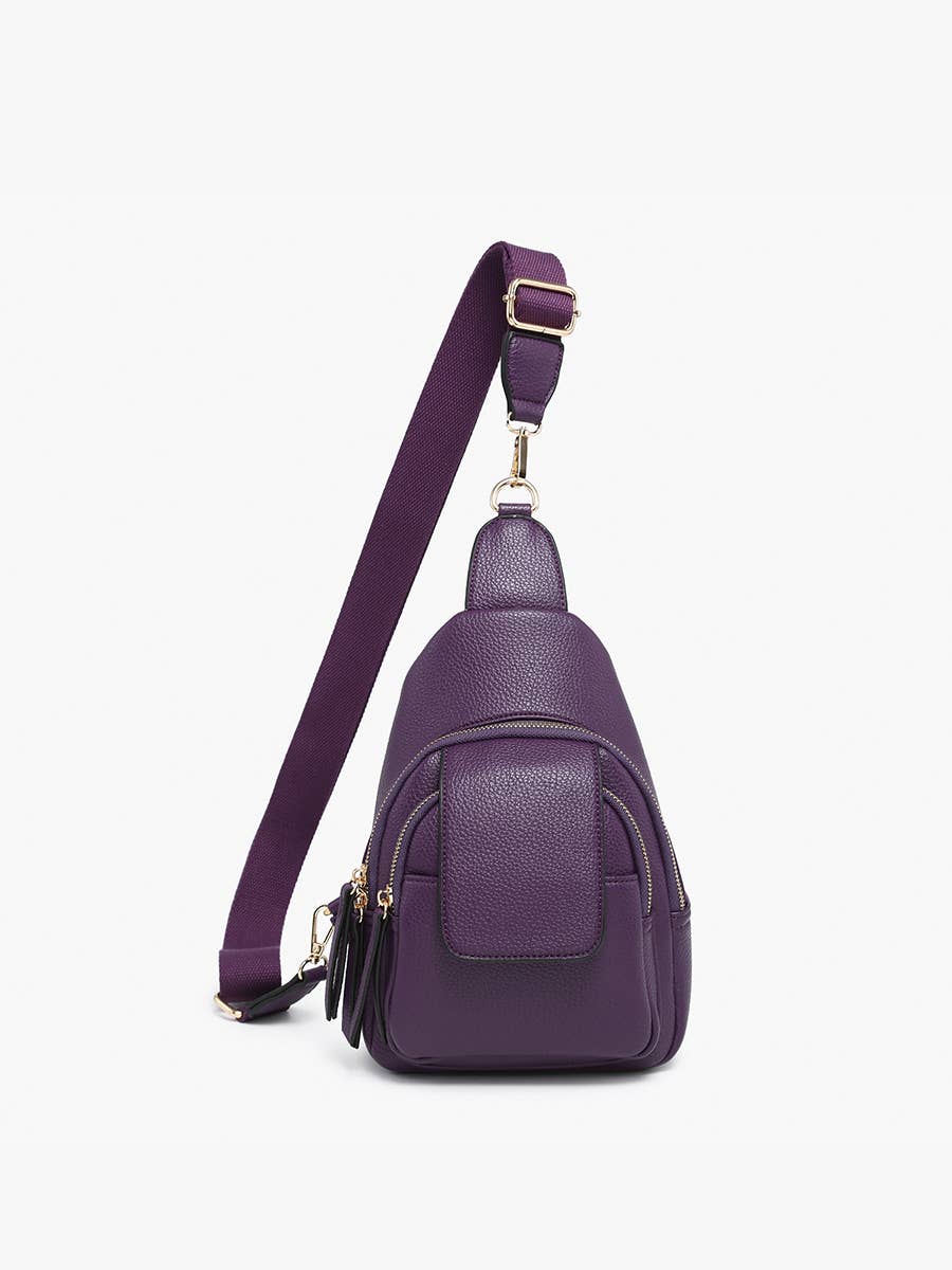 M2532 Sophia Sling Bag w/ Flapover Pocket: Dark Purple