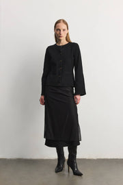 The Tyler Cardigan | Bell Sleeve Buttoned Cardigan: BLACK / LARGE