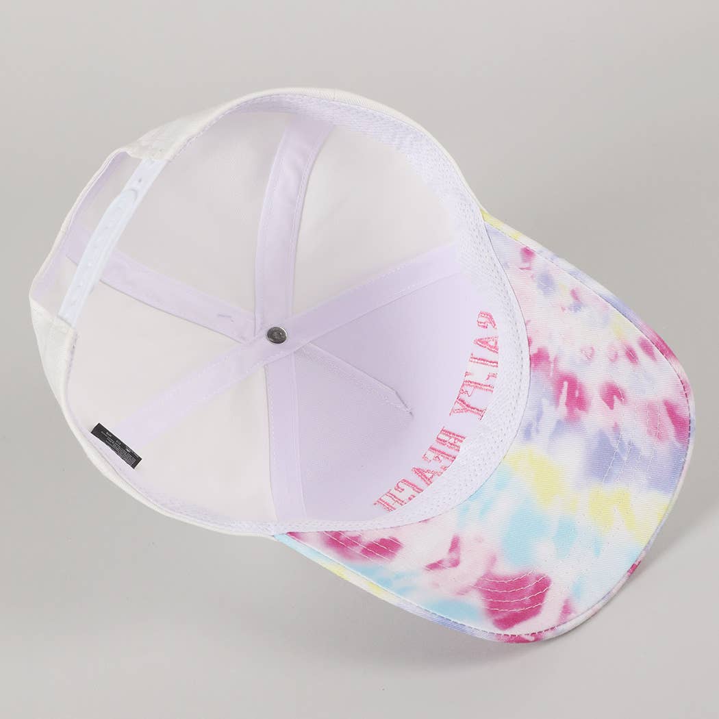 SALTY BEACH Embroidery Tie Dye Pattern Trucker Hat