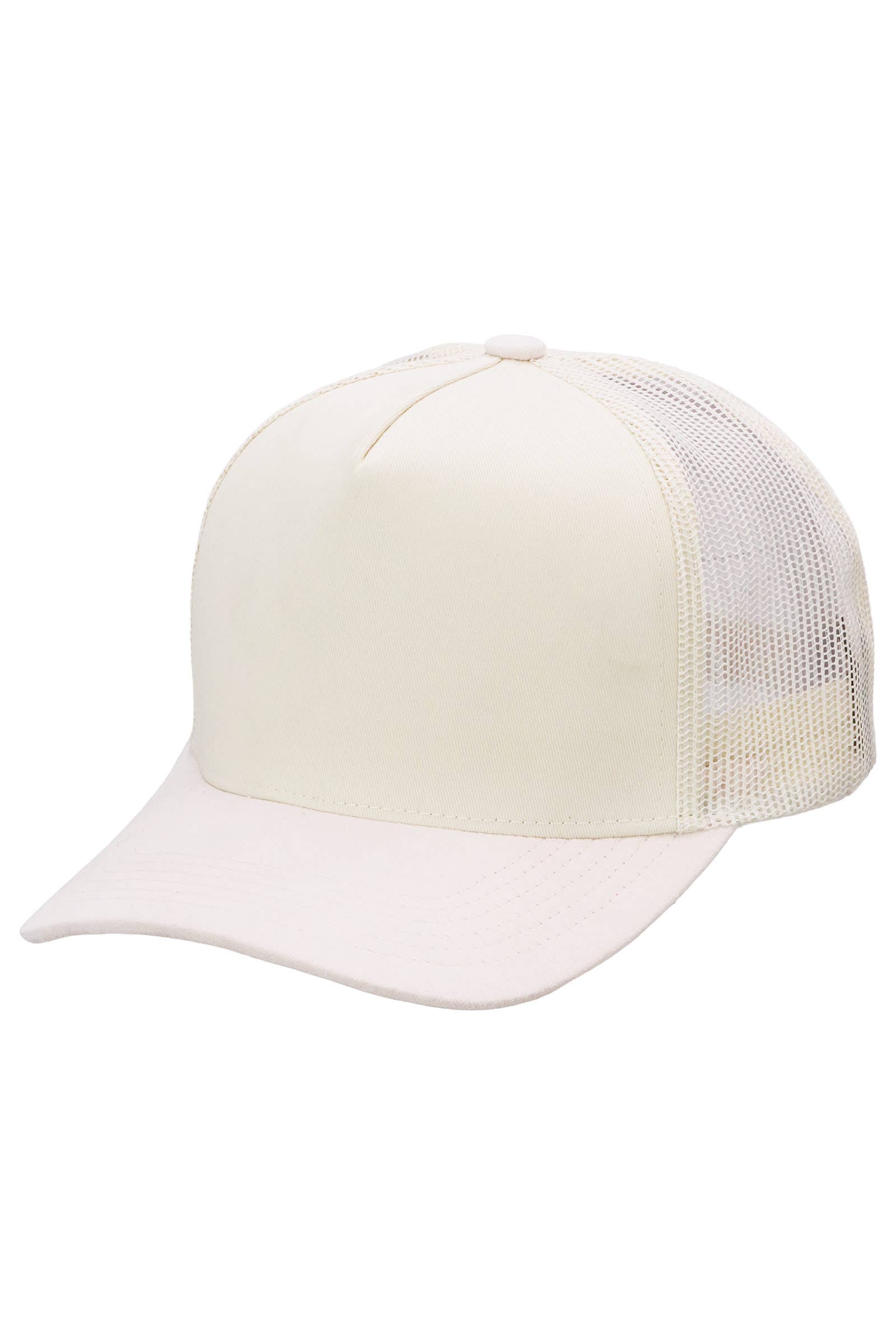 Vegan Suede 5 Panel Snap Back Trucker Hat: BEIGE/BLACK / ONE SIZE