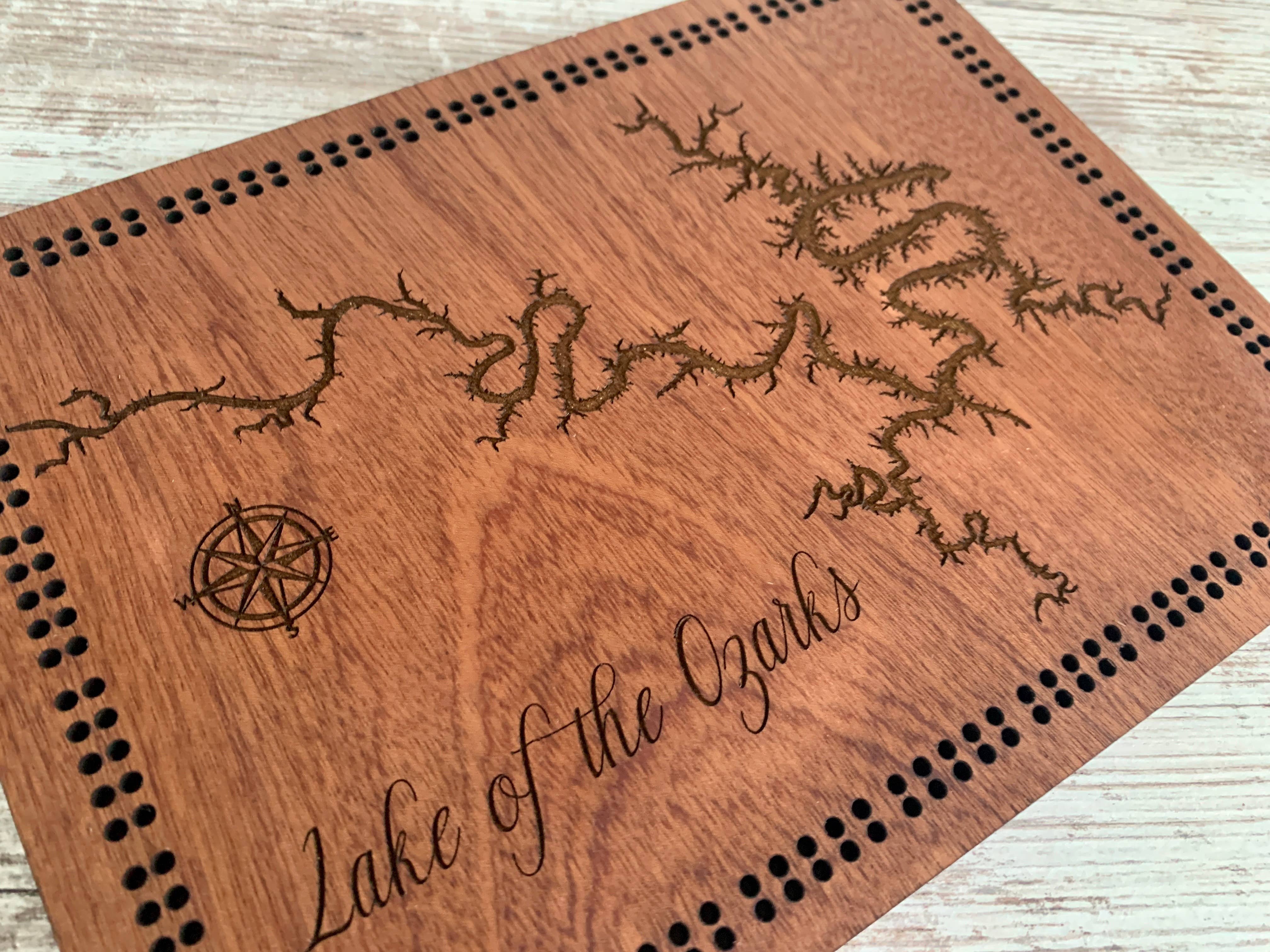 Custom Lake or City Cribbage Board: Lake and Streets / Print