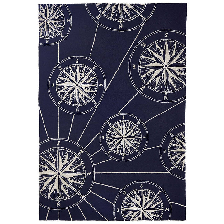 Frontporch Compass Indoor/Outdoor Rug: Navy / Polyester; Acrylic / 1'8" x 2'6"
