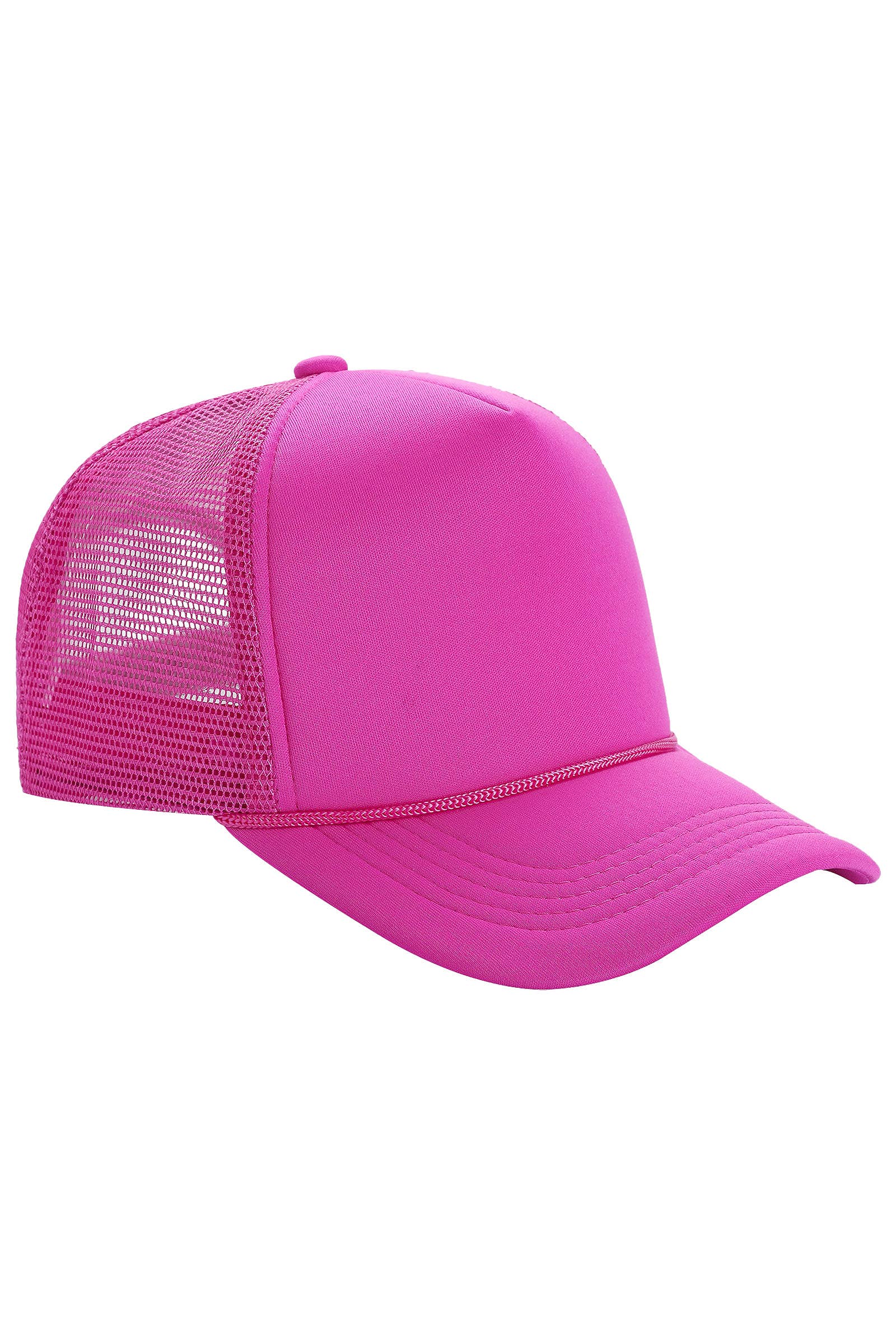 Solid Five Panel Foam Trucker Hat: BLACK / ONE SIZE