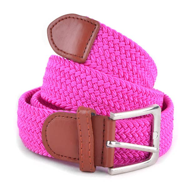Men's Stretch Braided Woven Belts: BLK / XL