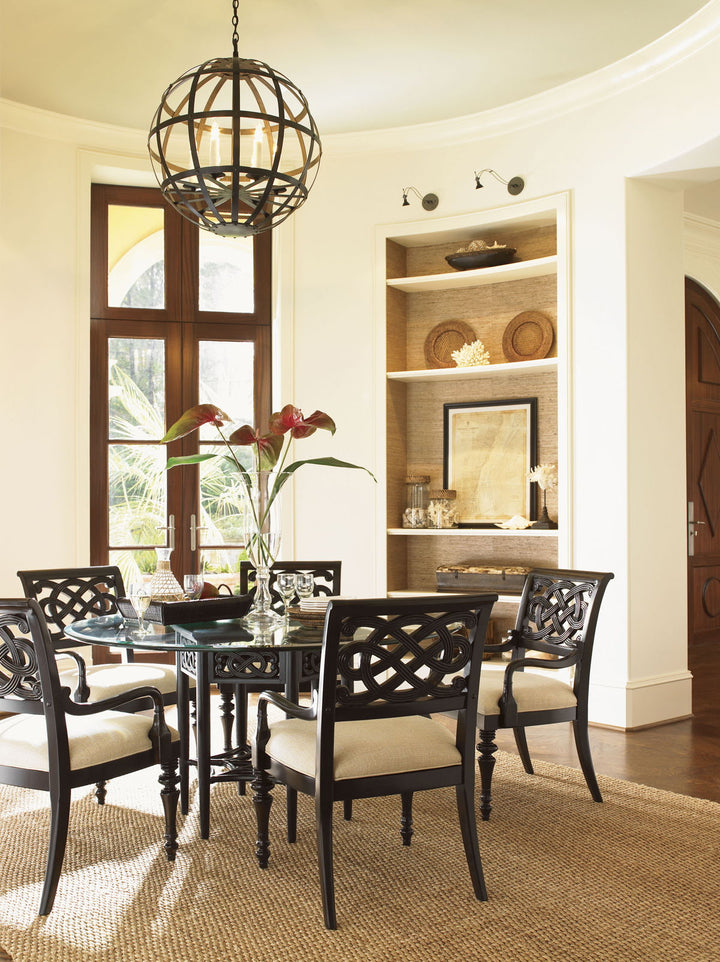 Royal Kahala - Sugar And Lace Dining Table With 60" Glass Top - Dark Brown