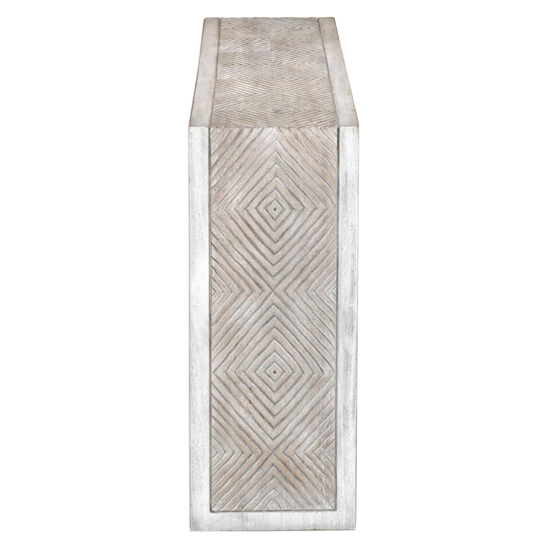 Genara - Carved Console Table - Bone White