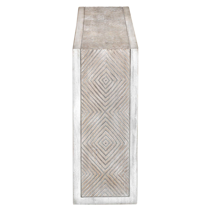 Genara - Carved Console Table - Bone White