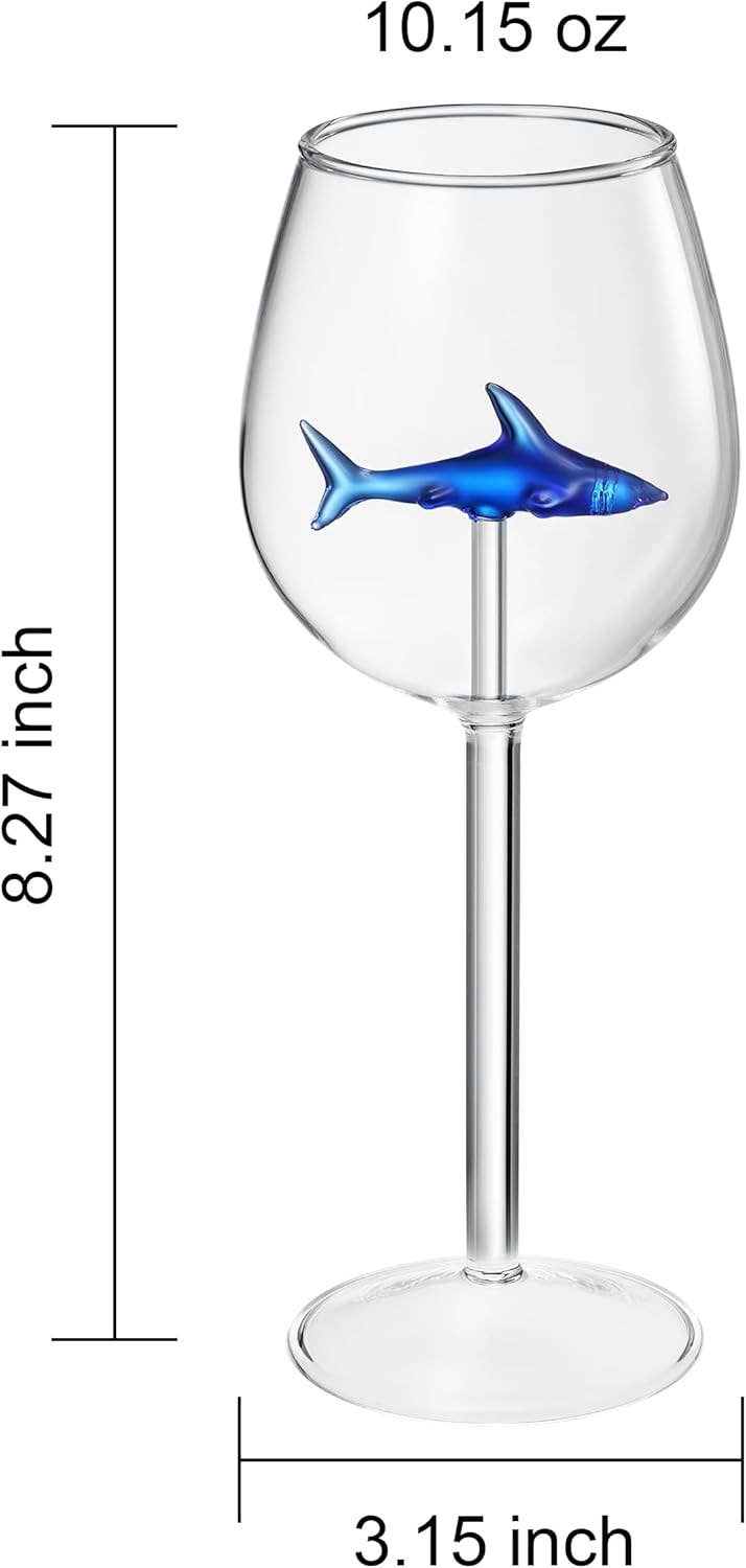 Shark-Inspired Stemmed Wine Glasses Set of 2 | 13oz