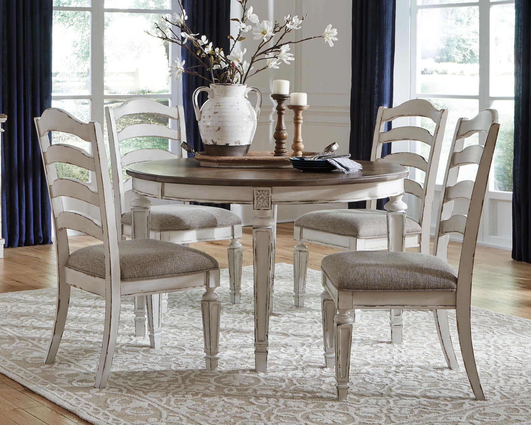 Realyn - Dining UPH Side Chair (Set of 2) - Ladderback - Chipped White