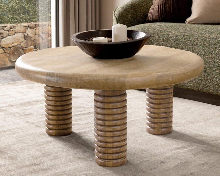 Ilaria - Reclaimed Wood Round Coffee Table - Sand Washed