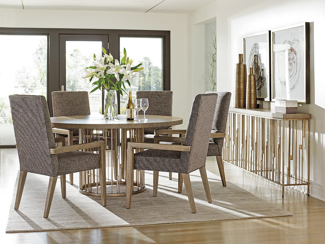 Shadow Play - Rendezvous Round Metal Dining Table With Wooden Top - Light Brown