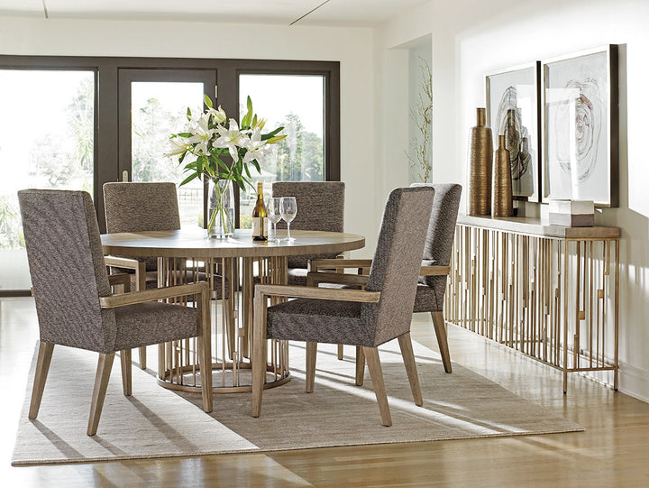 Shadow Play - Rendezvous Round Metal Dining Table With Wooden Top - Light Brown