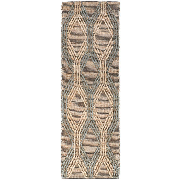 Natural Fiber - 2.6' x 8' Sylmar Rug - Natural / Mineral Blue