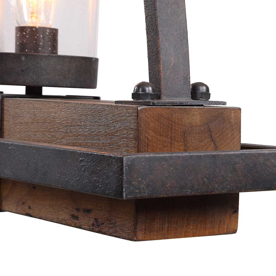 Atwood - 5 Light Rustic Linear Chandelier - Light Brown